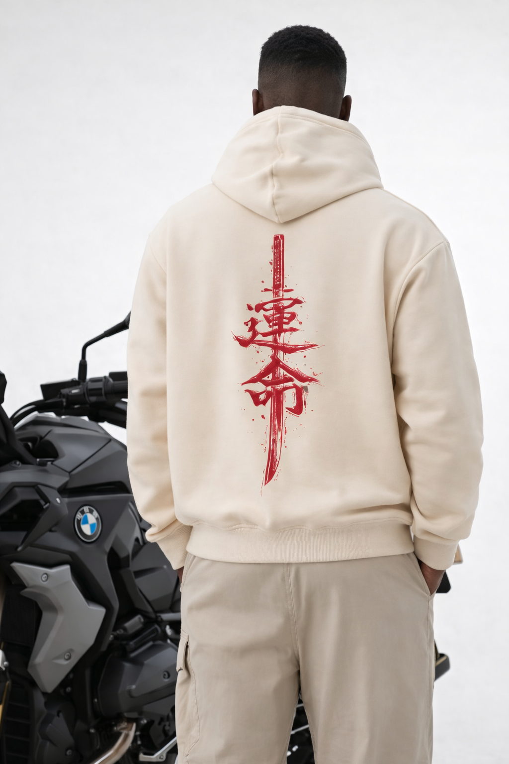 SWEATSHIRT URBAN-SUSHIMA BEIGE ET ROUGE