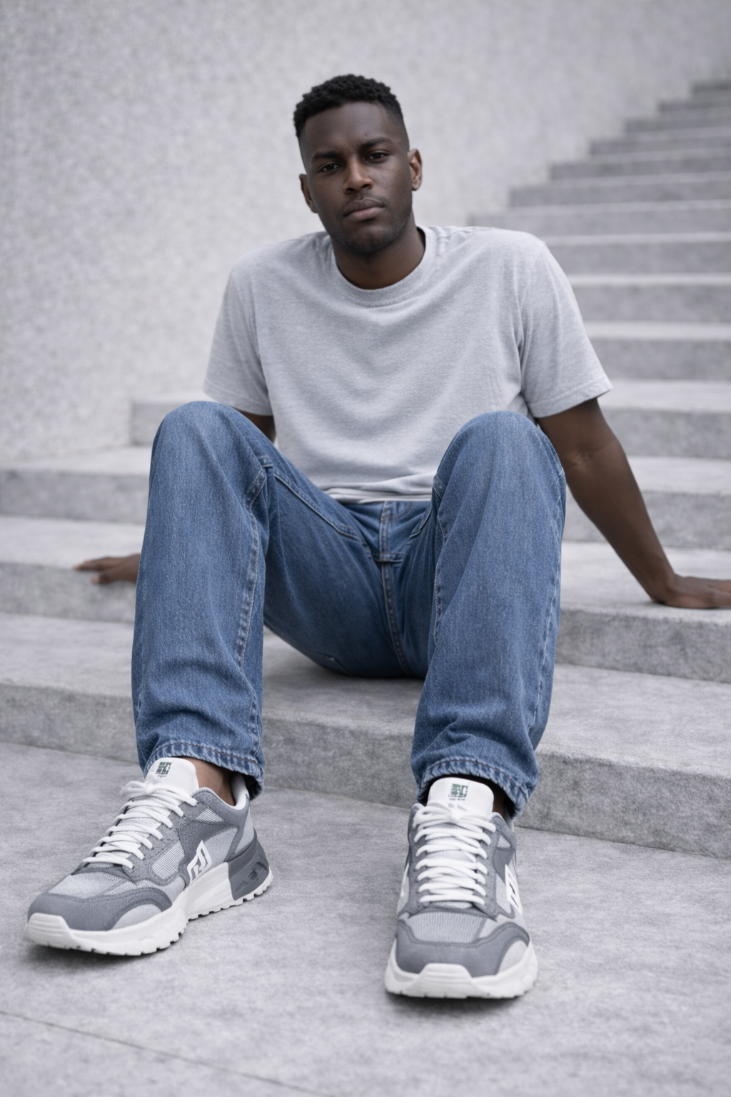 SNEAKERS URBAN-KICKWORKS GRIS ET BLANC