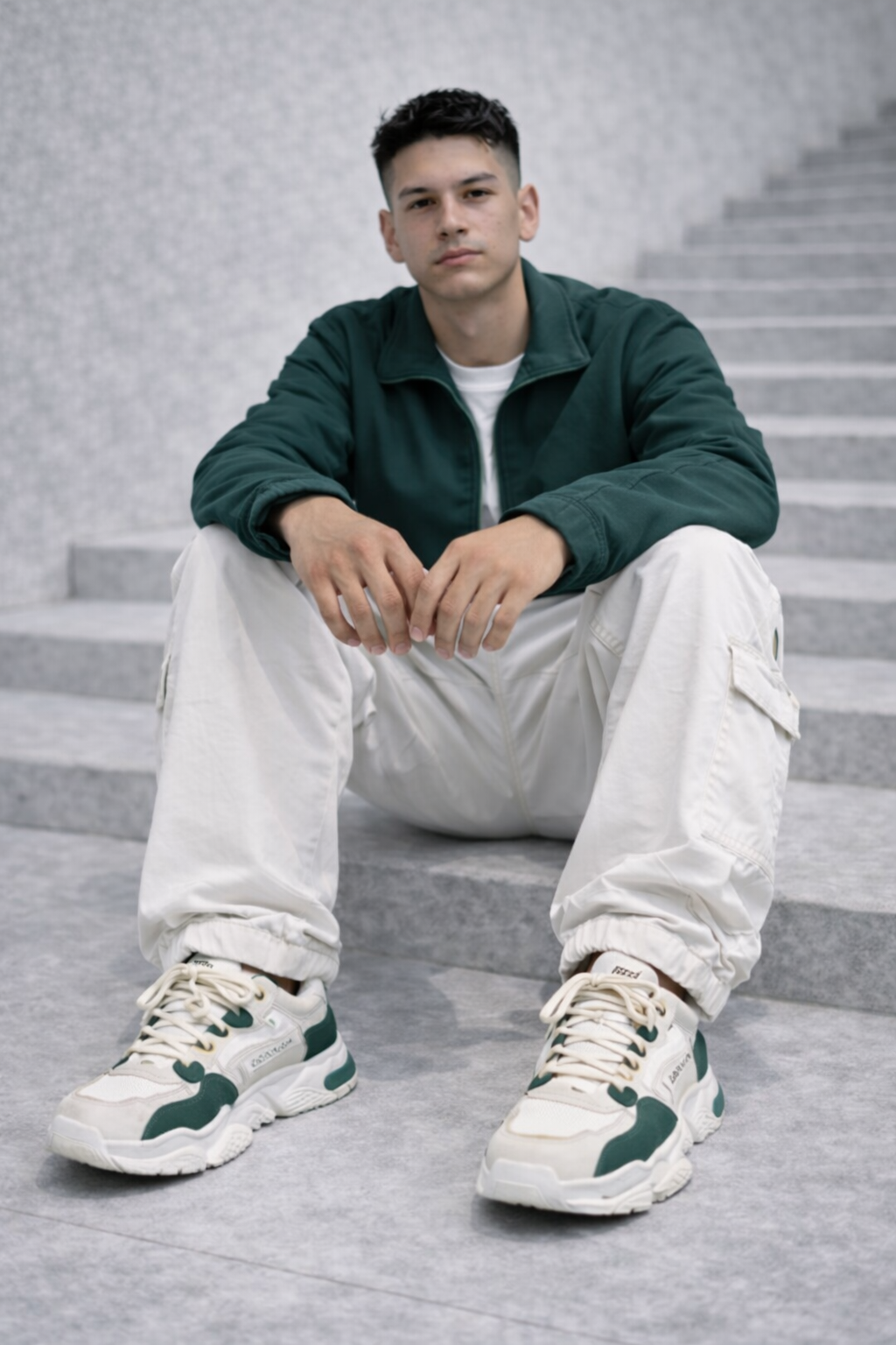 SKEAKERS URBAN-SNEAK VERT ET BEIGE