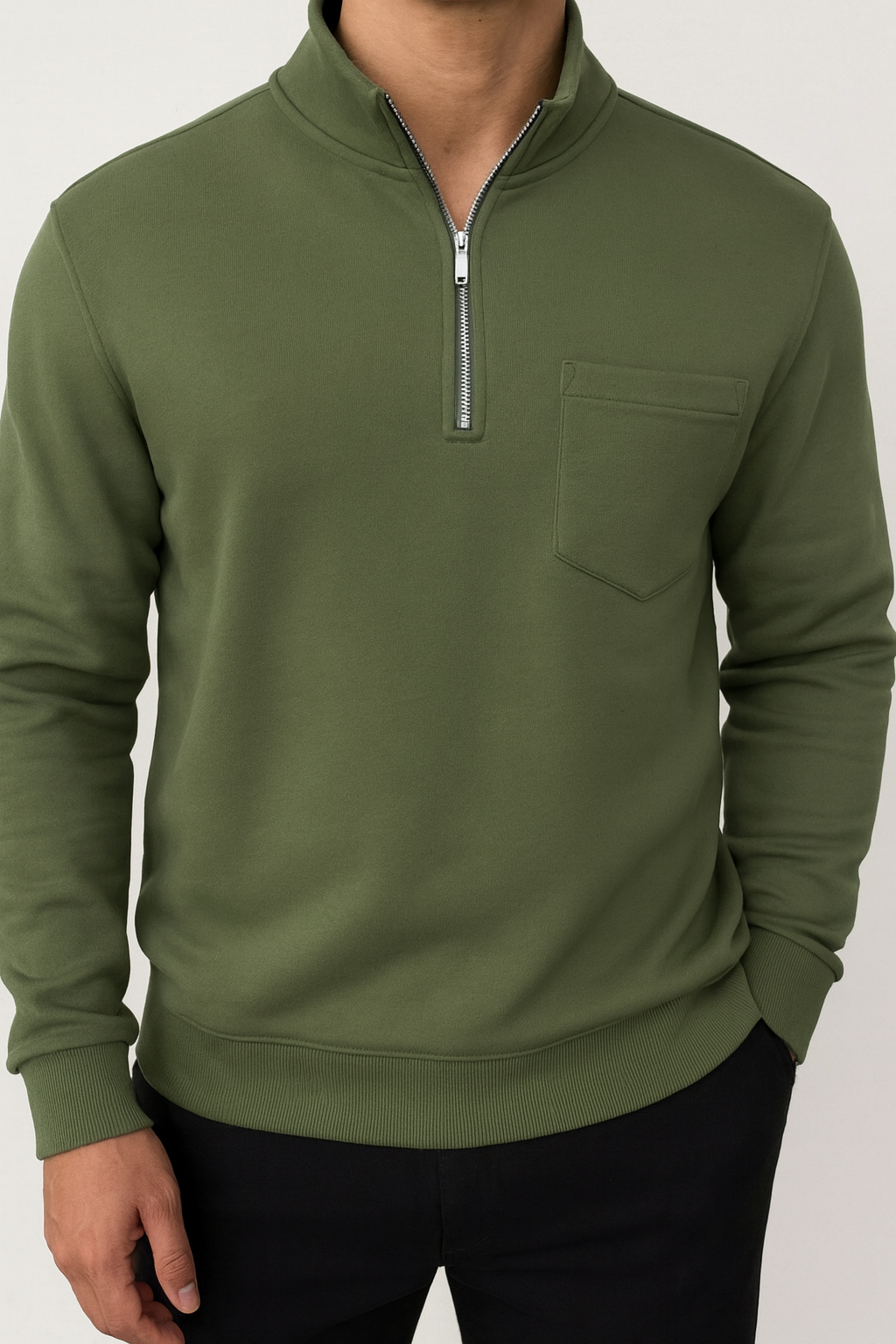 PULL URBAN-ZIP VERT KAKI